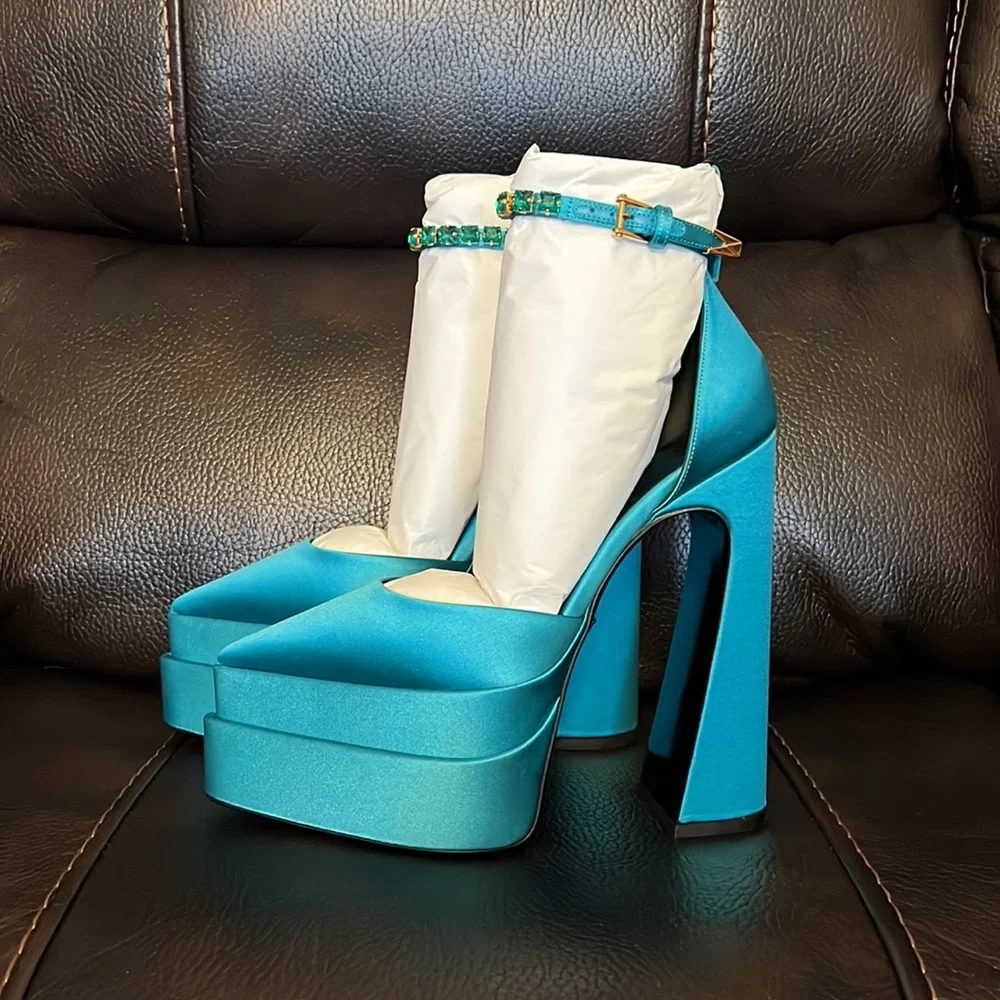 SALE!!! Versace Medusa aevitas satin silk platform pumps heels NEW - Picture 4 of 7